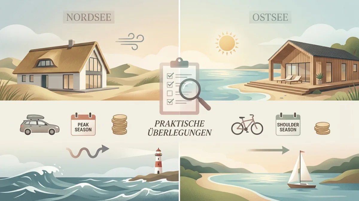 Ein gemütliches dänisches Ferienhaus mit Laptop und Reisekarte auf dem Tisch für die praktische Urlaubsplanung.